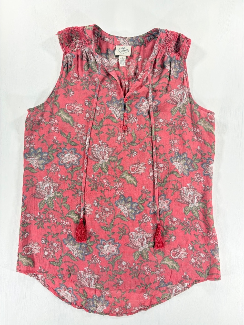St. John’s Bay Boho Cottagecore Paisley Floral Tassel Tie Top
